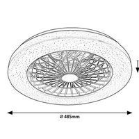 LED таванен плафон с вентилатор 48W – черен, регулируема светлина, дистанционно