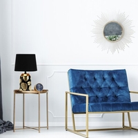 Елегантна настолна лампа в черно и златно – керамика и плат, E14 фасунга