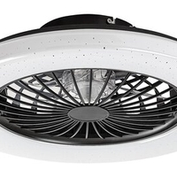 LED таванен плафон с вентилатор 48W – черен, регулируема светлина, дистанционно