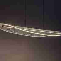 Модерен LED висящ полилей 32W матирано златенметал ,акрил и топла светлина 3000K