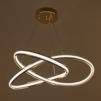 LED полилей златен, метал и PVC, 120W, дистанционно, регулируема височина