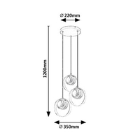 Модерен висящ полилей 3xE14 – метал, дърво и стъкло