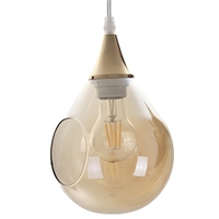 Модерен златен полилей от метал и стъкло – 1xE27, регулируема височина