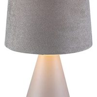 Настолна лампа в бежов цвят – класически стил с керамична основа и платнен абажур