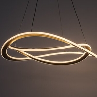 Елегантен LED висящ полилей 72W –от матирано златос регулируема височина и топла светлина 3000K с топла светлина 3000K