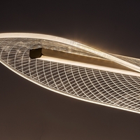 Модерен LED висящ полилей 32W матирано златенметал ,акрил и топла светлина 3000K