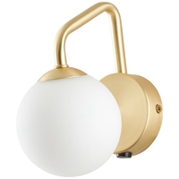 Елегантен стенен аплик в матирано злато – метал и стъкло с ключ E27