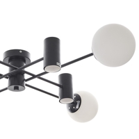 Полилей черен, метал и стъкло,4+4 крушки E27 + GU10