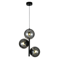 Модерен полилей 3 × E27 със стъклени тела – черен