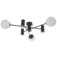 Полилей черен, метал и стъкло,3+3 крушки E27 + GU10