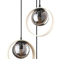 Модерен висящ полилей 3xE14 – метал, дърво и стъкло