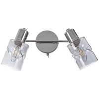 Спот хром, метал и стъкло, 2×E14, с ключ и подвижни рамена