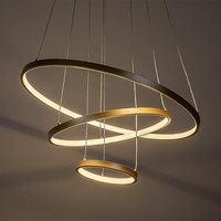 Модерен LED полилей 90W – златен метал и бял силикон с дистанционно управление