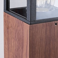 Градински стълб Wales E27 – стилно външно осветление в цвят тъмен дъб с IP44 защита