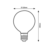 LED филаментна крушка G125, 5W, E27, 1800K, топло бяло, златен цвят