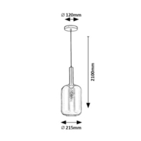 Модерен висящ полилей 1xE27, мат-черен метал и прозиращо кафяво стъкло, с текстилен кабел