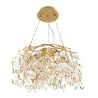 Модерен кристален полилей в злато 6xE14 с регулируема височина