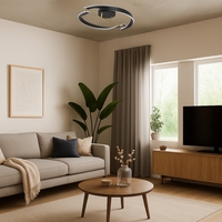 Модерен LED таванен плафон 40W с топло бяла светлина – черен и златен