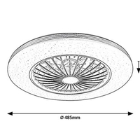 LED таванен плафон с вентилатор 48W – черен, регулируема светлина, дистанционно , 5200 lm