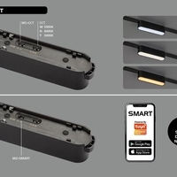 Смарт LED релсово осветление – 7W, регулируема цветна температура 2700–5500K, Wi-Fi, черен