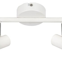 Модерен двоен спот осветител – бял метал, GU10, 2x50W