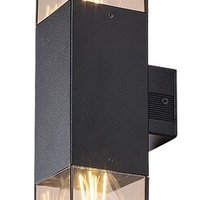 Двоен външен аплик Loanda E27 – стилно фасадно осветление с кафяв прозиращ абажур и IP44 защита