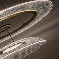 Модерен LED полилей 36W, златен метал и акрил, Ø550 мм