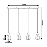 Модерен висящ полилей с 4 светлоизточника – черен с димно стъкло