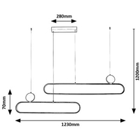 Модерен висящ LED полилей 48W – черно и златно, топла светлина 3000K