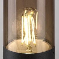 Елегантен градински стълб Teplice E27 – модерно външно осветление с IP44 защита и кафяв прозиращ абажур