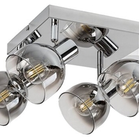 Модерен спот 4-ка – хром и опушено стъкло, E14, 4x40W