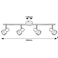 Модерен спот 4-ка – матирано черен и матиран хром метал, GU10, 4x50W