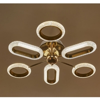 Модерен таванен LED полилей 90W, златен, с дистанционно управление