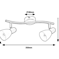 Спот2xE14 черен и бяло