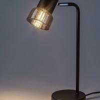 Модерна настолна лампа – E14, 1xMAX15W, IP20, черен метал, стъкло с димен цвят