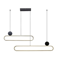 Модерен висящ LED полилей 48W – черно и златно, топла светлина 3000K