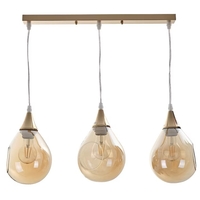 Модерен полилей от метал и стъкло – злато,  3xE27, регулируема височина