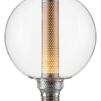 LED крушка G125, 3W, E27, 1800K, топло бяло, прозрачно стъкло