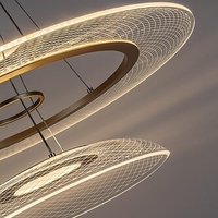 Модерен LED полилей 36W, златен метал и акрил, Ø550 мм