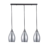 Модерен висящ полилей от метал и стъкло в цвят сатениран никел – 3xE14