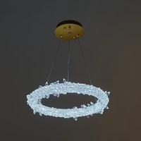 Луксозен LED полилей от метал и кристал – злато, 140W, с дистанционно и регулируема височина