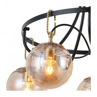 Модерен полилей E27 – черно-златен дизайн с прозрачни стъклени елементи