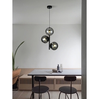 Модерен полилей 3 × E27 със стъклени тела – черен