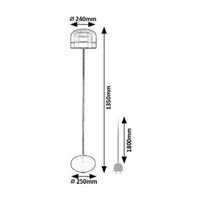 Модерен LED лампион – 20W, 3000K–6000K, IP20, димируем, черен метал и опушено стъкло