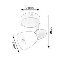 Спотчерен метал и бяло стъкло, 1xE14, 40W