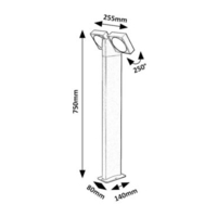Модерен външен градински LED стълб Telde 14W с топло бяла светлина