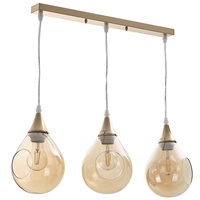 Модерен полилей от метал и стъкло – злато,  3xE27, регулируема височина