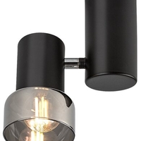 Модерен  единичен спот осветител – E14, 1xMAX15W, IP20, черен метал, стъкло с димен цвят