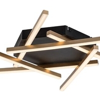 Модерен LED  плафон – черен и матирано златен метал, 40W, 3000K