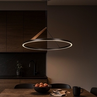 Модерен LED висящ полилей черен/златен, 40W, топла светлина 3000K и регулируема височина